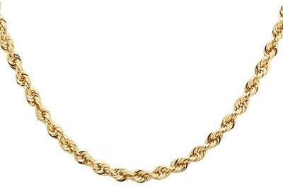14k Yellow Gold Solid 2mm Rope Twist Diamond-Cut Chain Necklace 20" inch