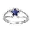 Sterling Silver Ring - Blue Sapphire Star - Prong Set - 8 mm x 2 mm, Sizes 5-9 Sterling Silver Ring - Blue Sapphire Star - Prong Set - 8 mm x 2 mm, Sizes 5-9