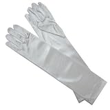 Girls Long Satin Gloves - Long Child Size Girls Formal Gloves - Bridal Flower Girl or Pageant