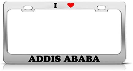 I HEART ADDIS ABABA Ethiopia Metal Auto License Plate Frame Tag Holder