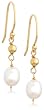 14k Yellow Gold, June Birthstone, Pearl Briolette Hook Earrings