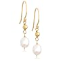14k Yellow Gold, June Birthstone, Pearl Briolette Hook Earrings