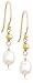 14k Yellow Gold, June Birthstone, Pearl Briolette Hook Earrings