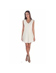 V-neck Fit-and-Flare Sleeveless Crinkled Cotton/Polyamide  Dress