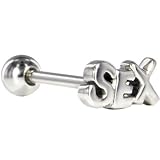 Stainless Steel SEX Barbell Tongue Ring