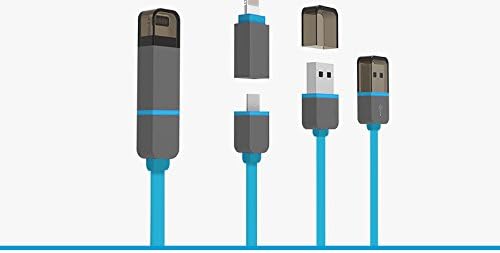 2 in 1 USB 2.0 Charging and Data Cable with Micro USB and 8-pin Lightning Connectors, Flat Noodle Cord Design for iPhone ISO 8.0/ Android Smartphone (blue)