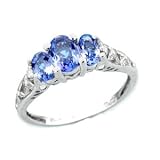 14K White Gold .90 CTW Tanzanite & Diamond Lattice Ring