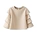 Memorose Women Elegant O-Neck Solid Ruffle Flare Sleeve Short Top Shirt Blouse