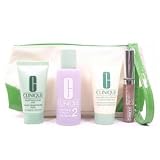 Clinique Travel Set (Liquid Facial Soap Mild 1oz./30ml, Clarifying Lotion 2 2oz./60ml, Dramatically Different Moisturizing Lotion 1oz./30ml, Glosswear for Lips Sheer Shimmers 2oz./5.8g)