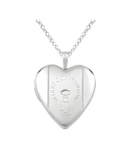 Sterling silver Heart Shaped Locket w/ "First Communion" Necklace
