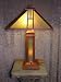 Tiffany-style Wooden Table Lamp with Lighted Base