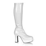 PLEASER EXO-2000 Exotica Womens 4 Boots Platforms Sexy Dancer Gogo Block White Heels WIDE WIDTH