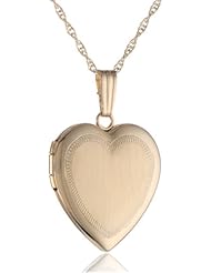 14k Yellow Gold Satin-Finish Heart Locket Necklace, 18"
