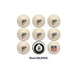 Miami Dolphins NFL Licensed Billiards Ball Set of 9 (7 Team, 1 Cue,1 Eight Ball)
