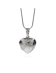 Sterling Silver Etched Puffed Heart Locket