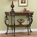 Entryway Console Sofa Table with Horse Head Accents and Floral Hand Painted Motif Top