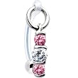Pink Clear Zirconia Trio Drop Bioplast Intimate Piercing