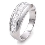 Sterling Silver Half Eternity Cubic Zirconia CZ Wedding Band Ring