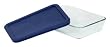 Pyrex Storage 3-Cup Rectangular Dish with Dark Blue Plastic Cover, Clear