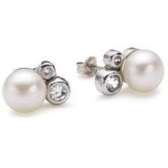 Valero Pearls pearls4girls Damen-Ohrstecker 925 Sterlingsilber S��wasser-Zuchtperlen wei� Zirkonia wei�  60200011