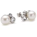 Valero Pearls pearls4girls Damen-Ohrstecker 925 Sterlingsilber S��wasser-Zuchtperlen wei� Zirkonia wei�  60200011