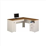 Bush Furniture Fairview L-Shape Wood Computer Desk in Antique White