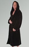 Men's 14 oz Water Absorbent Fleece Long Hooded Bathrobe