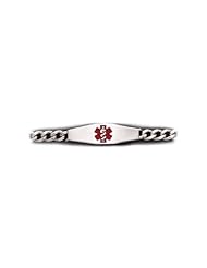 Sterling Silver Medical Alert ID Curb Chain Bracelet - Length 7 Inch