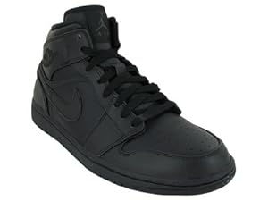 Nike Men's NIKE AIR JORDAN 1 MID BASKETBALL SHOES 9.5 Men US (BLACK/BLACK/BLACK)