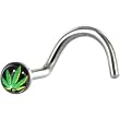 Surgical Steel Black and Green GANGA LEAF Logo Nose Ring