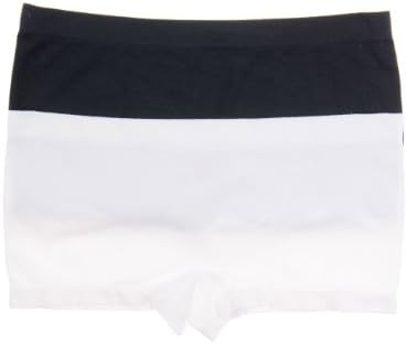 Cotton Cantina Girls 2 Pack Seamless Boyshort Panties (Medium, Black/White)