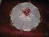 Decorated Bridal Shower Wedding White Lace Umbrella Parasol 32″ Burgundy Roses