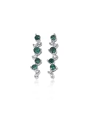 14 Karat White Gold Emerald And Diamond Earrings