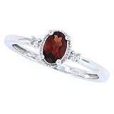 0.38ct Garnet and Diamond Gemstone Ring in 14Kt White Gold