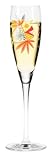 Champagne Glass, Pearls, Orange Fish, Designer Color Enamel Prosecco Flute in Gift Box