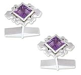 Amethyst cufflinks, 'Orchid' 0.8