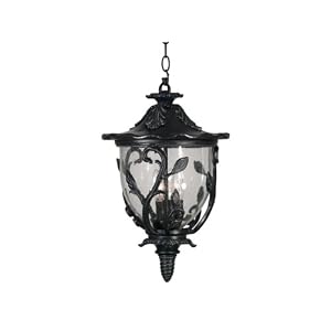Kenroy Home 70204EP Meadow 3-Light Hanging Lantern with Clear Seeded Glass Shade, Ebony... by Kenroy Home