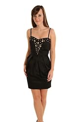 Cocktail Jeweled Pleated Cotton/Spandex Mini Dress 
