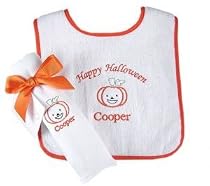 halloween gift set - pumpkin burp and bib set