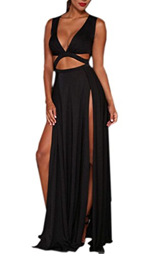 Zeagoo Women's Sexy Sleeveless High Waist Hollow Out Maxi Dress