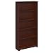 Bush Furniture Tall 5 Shelf Bookcase, Large Open Bookshelf, Sturdy Display Cabinet for Living Room or Home Office, Cabot Collection, Harvest Cherry