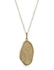 Marcia Moran "Glamour" Gold-Tone Druzy Oddly Pendant Necklace 18k Gold-Plated Necklace, 25.5"