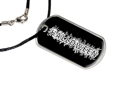 Halloween - Military Dog Tag Black Satin Cord Necklace