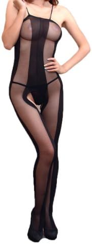 ROSEMANDY Sexy Sheer Stripe Lingerie Pantyhose Stockings Tights (Black)