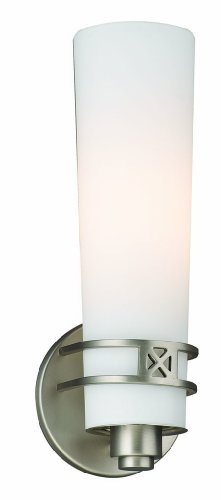 Forecast Lighting F5402-36E1 Crossroads One-Light ADA Wall Sconce with Etched Glass, Satin Nickel Forecast Lighting F5402-36E1 Crossroads One-Light ADA Wall Sconce with Etched Glass, Satin Nickel