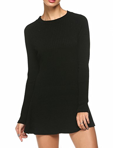 ANGVNS O-Neck Knit Stretchable Elasticity Long Sleeve Slim Sweater Jumper