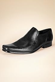 Leather Blanket Stitch Square Toe Loafers