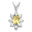 14K White Gold Citrine and Diamond Pendant
