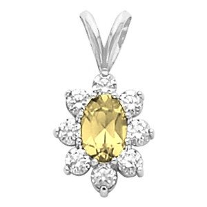 White Gold Citrine Diamond Pendant
