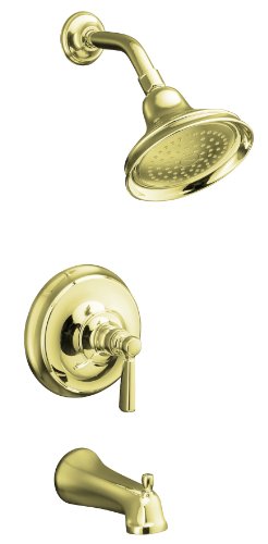 Cheap KOHLER K-T10581-4-AF Bancroft Rite-Temp Pressure-Balancing Bath and Shower Faucet Trim with Diverter Spout and Metal Lever Handle, Valve Not Included, Vibrant French Gold
